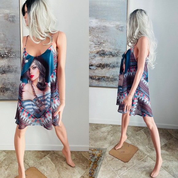 CRIMSON IVY Unique WEARABLE ART Babydoll Swing DRESS M - Picture 3 of 12